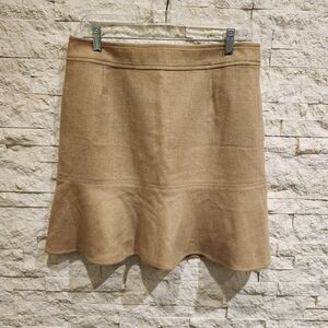 VINTAGE Tan Wool Gap Flounce Hem Mini Skirt Size 10 EUC